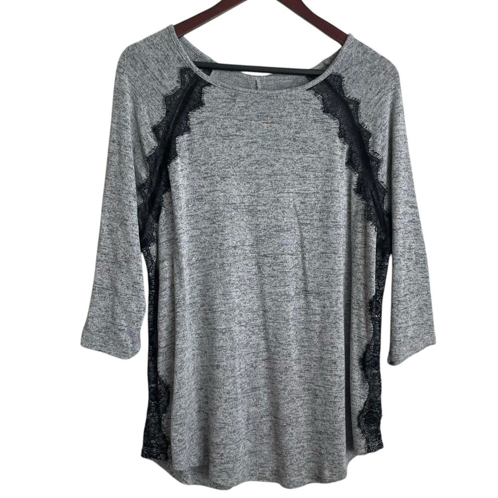 Lane Bryant Women Sweater 14/16 Black Lace Trim Fairygoth Y2K Retro Boho Chic